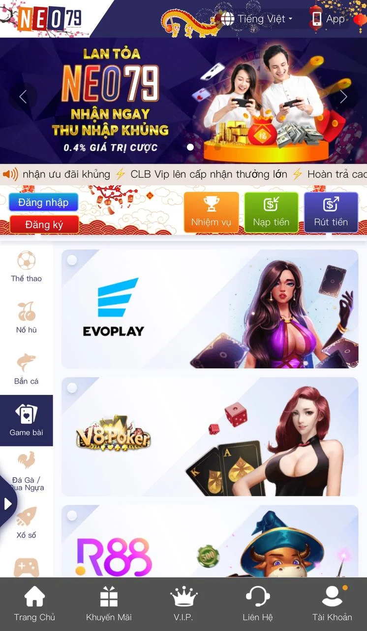 NEO79 mang bộ môn truyền thống lên Casino trực tuyến