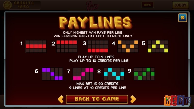 Thông tin Payline sẽ hiển thị trong phần thông tin game